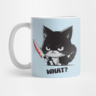 Murderous Black Cat With Knife - funny saying Mug